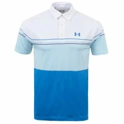 Under Armour Gents Playoff Polo Shirt 2.0 White - Opal Blue (141)