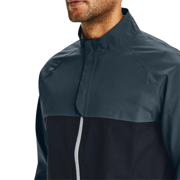 Under Armour Gents Elements Waterproof Rain Jacket Black - Mechanic Blue (002) - Image 3