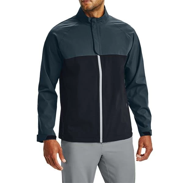 Under Armour Gents Elements Waterproof Rain Jacket Black - Mechanic Blue (002) - Image 4