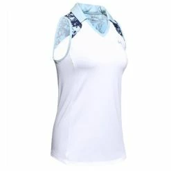 Under Armour Ladies Zinger Sleeveless Blocked Polo Shirt White - Blue (101)