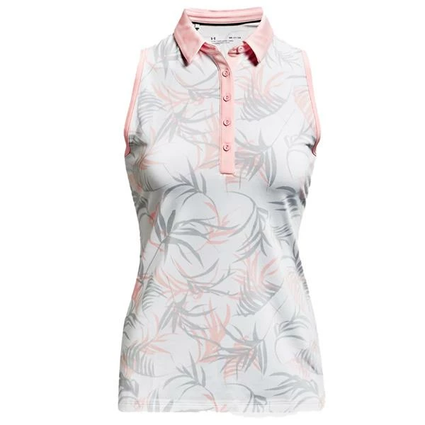 Under Armour Ladies Zinger Sleeveless Novelty Polo Shirt White (100)