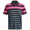 Under Armour Gents Playoff 3.0 Stripe Polo Shirt Black - Rebel Pink (002)