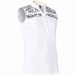 ABACUS Ladies Anne Sleeveless Polo Shirt Black - White