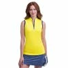 EPNY Ladies Sleeveless Contrast Trim Mandarin Collar Polo Sun Up Multi