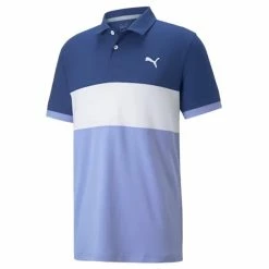 Puma Gents Cloudspun Highway Polo Shirt Blazing Blue - Lavender Pop