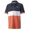 Puma Boys Cloudspun Highway Polo Navy Blazer - Hot Coral