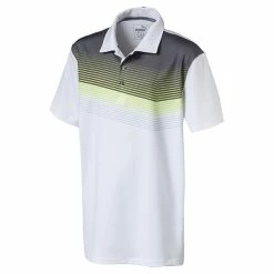 Puma Junior - Boys Road Map Polo Shirt White - Acid - Lime