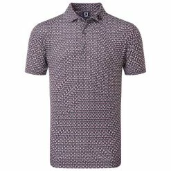 FootJoy Gents Half Moon Geo Lisle Polo Shirt White Orchid - Violet