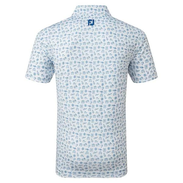 FootJoy Gents Travel Print Lisle Polo Shirt White - Twilight - Image 2