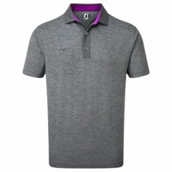 FootJoy Gents Heather Pinstripe Shirt White - Black