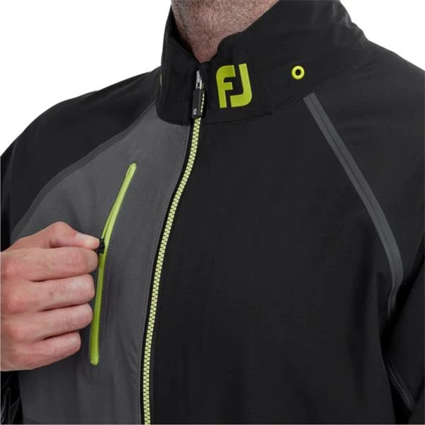FootJoy Gents Hydro Tour Waterproof Jacket Black - Charcoal - Lime - Image 4