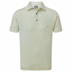FootJoy Gents Leaping Dolphins Lisle Shirt Lemonade - Dove Grey