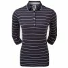 FootJoy Ladies 3/4 Sleeve Pinstripe Pique Navy