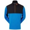 FootJoy Gents HydroKnit Waterproof Half Zip Sapphire - Black - Orange