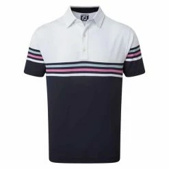 FootJoy Gents Strech Pique Colour Block Polo Shirt White - Navy