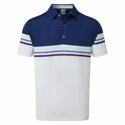 FootJoy Gents Colour Block Pique Shirt Blue - White - Mint