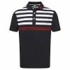 FootJoy Junior Smooth Pique With Graphic Stripes Polo Shirt Navy -White - Scarlet