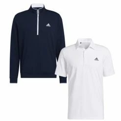 ADIDAS Gents Polo & Zip Top Bundle White - Navy