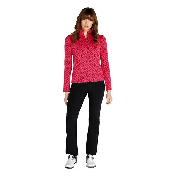 Green Lamb Ladies Kenza Zip Neck Jacquard Top Deep Pink - Image 5