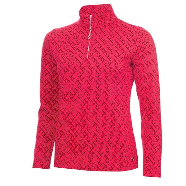 Green Lamb Ladies Kenza Zip Neck Jacquard Top Deep Pink
