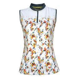 Callaway Ladies Sleeveless Engineered Fading Shift Geo Polo Shirt White (123)