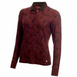 Calvin Klein Golf Ladies Altman Long Sleeve Printed Polo Shirt Blackberry