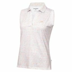 Calvin Klein Golf Ladies Alden Sleeveless Polo Shirt Coral