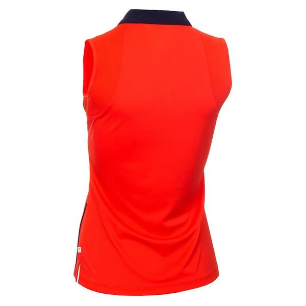 Calvin Klein Golf Ladies Belleville Sleeveless Polo Shirt Brilliant Red Navy - Image 2