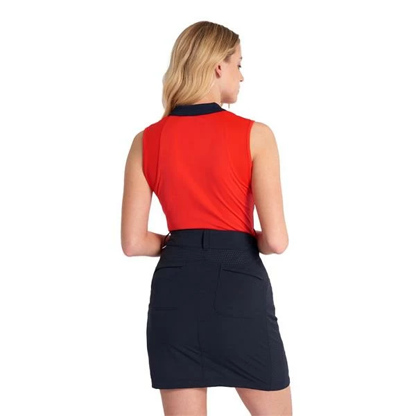 Calvin Klein Golf Ladies Belleville Sleeveless Polo Shirt Brilliant Red Navy - Image 4