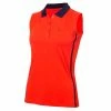 Calvin Klein Golf Ladies Belleville Sleeveless Polo Shirt Brilliant Red Navy