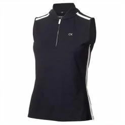 Calvin Klein Golf Ladies Chenang Sleeveless Polo Shirt Navy - White