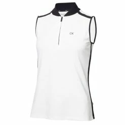 Calvin Klein Golf Ladies Chenang Sleeveless Polo Shirt White - Navy