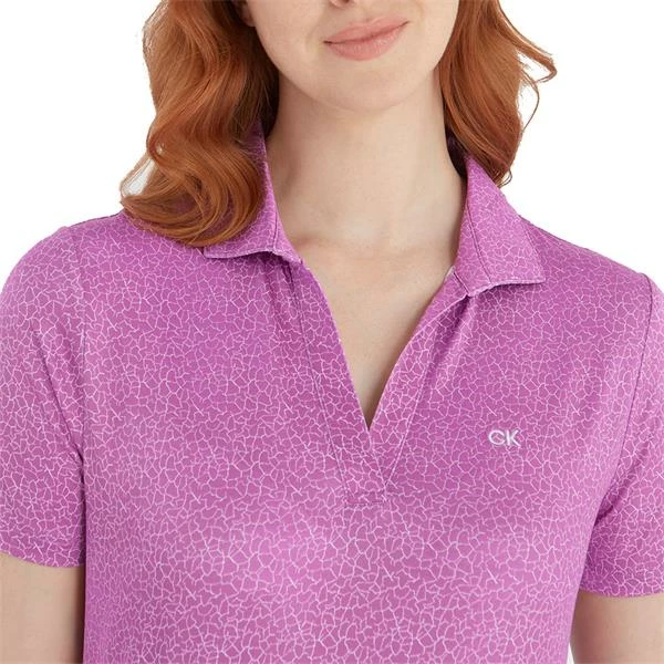 Calvin Klein Golf Ladies Crackle Polo Shirt Orchid - White - Image 6