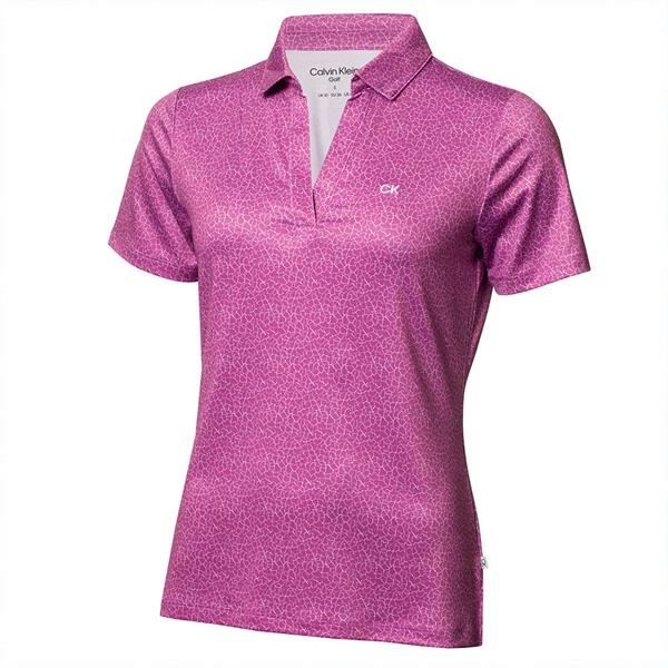 Calvin Klein Golf Ladies Crackle Polo Shirt Orchid - White