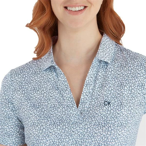 Calvin Klein Golf Ladies Crackle Polo Shirt White - Navy - Image 6