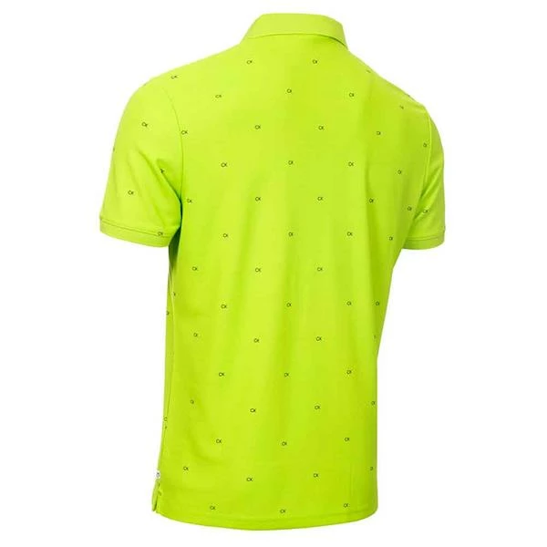Calvin Klein Golf Gents Monogram Pique Polo Shirt Citron Navy - Image 2