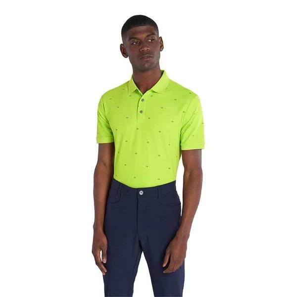 Calvin Klein Golf Gents Monogram Pique Polo Shirt Citron Navy - Image 3