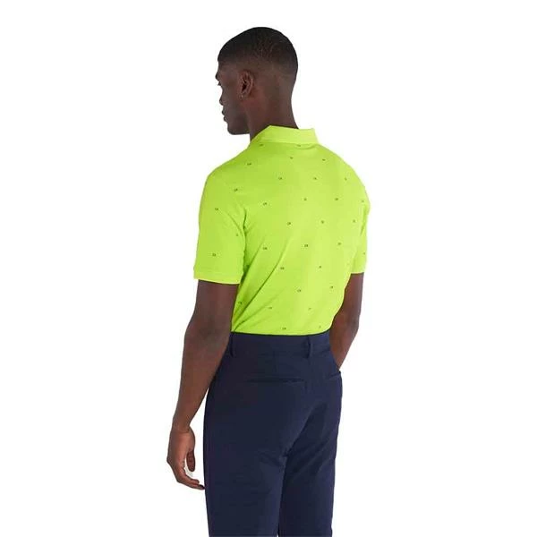 Calvin Klein Golf Gents Monogram Pique Polo Shirt Citron Navy - Image 4