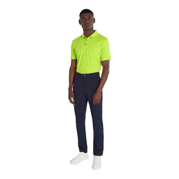 Calvin Klein Golf Gents Monogram Pique Polo Shirt Citron Navy - Image 5