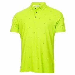 Calvin Klein Golf Gents Monogram Pique Polo Shirt Citron Navy