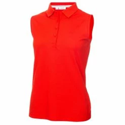 Calvin Klein Golf Ladies Sleeveless Performance Cotton Pique Polo Shirt Brilliant Red