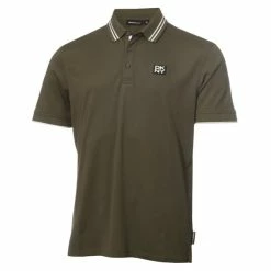 DKNY Gents Spike Pique Polo Shirt Olive Green - White
