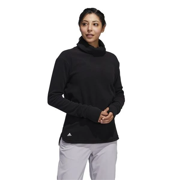 ADIDAS Ladies Fleece Mock Neck Pullover Black - Image 3