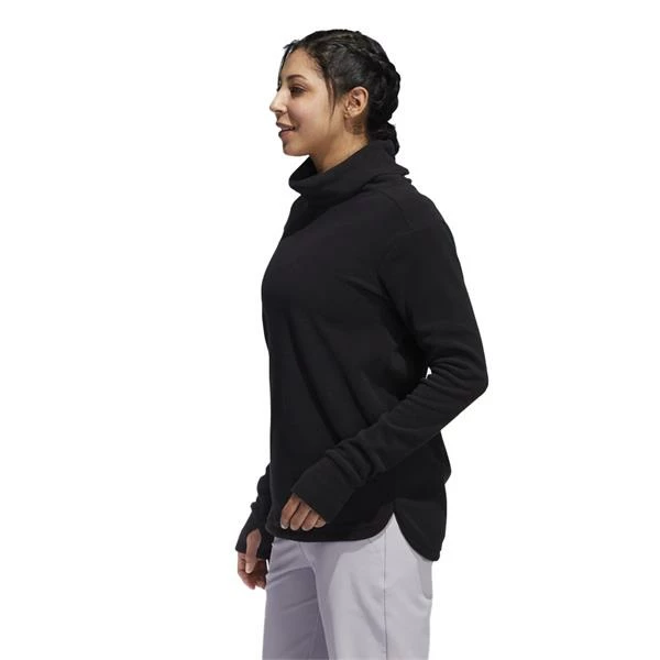 ADIDAS Ladies Fleece Mock Neck Pullover Black - Image 4