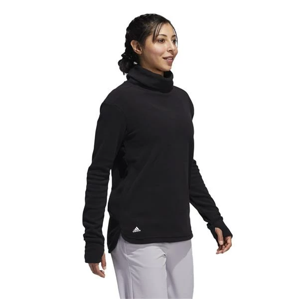 ADIDAS Ladies Fleece Mock Neck Pullover Black - Image 6