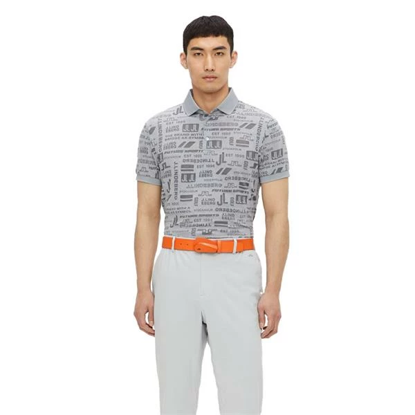 J.Lindeberg Gents KV Regular Fit Print Polo Shirt Future Grey O075 - Image 3
