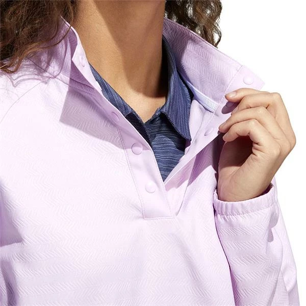 ADIDAS Ladies Embossed ¼ Zip Snap Pullover Bliss Lilac - Image 5