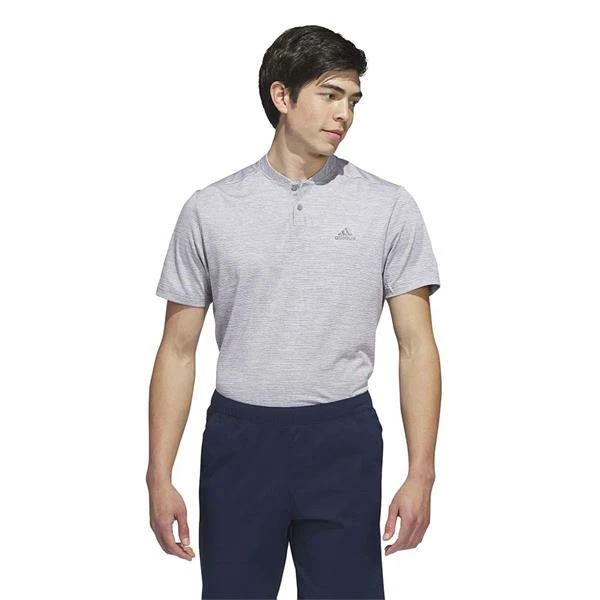 ADIDAS Gents Textured Stripe Polo Shirt Grey Three - White - Image 2