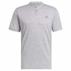 ADIDAS Gents Textured Stripe Polo Shirt Grey Three - White