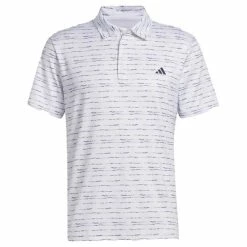 ADIDAS Gents Stripe Zip Polo Shirt White - Collegiate Navy